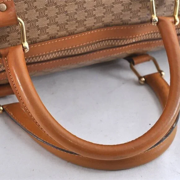 CELINE Vintage Macadam Blason Pattern Hand Boston Bag PVC Leather Beige … - Picture 4 of 12